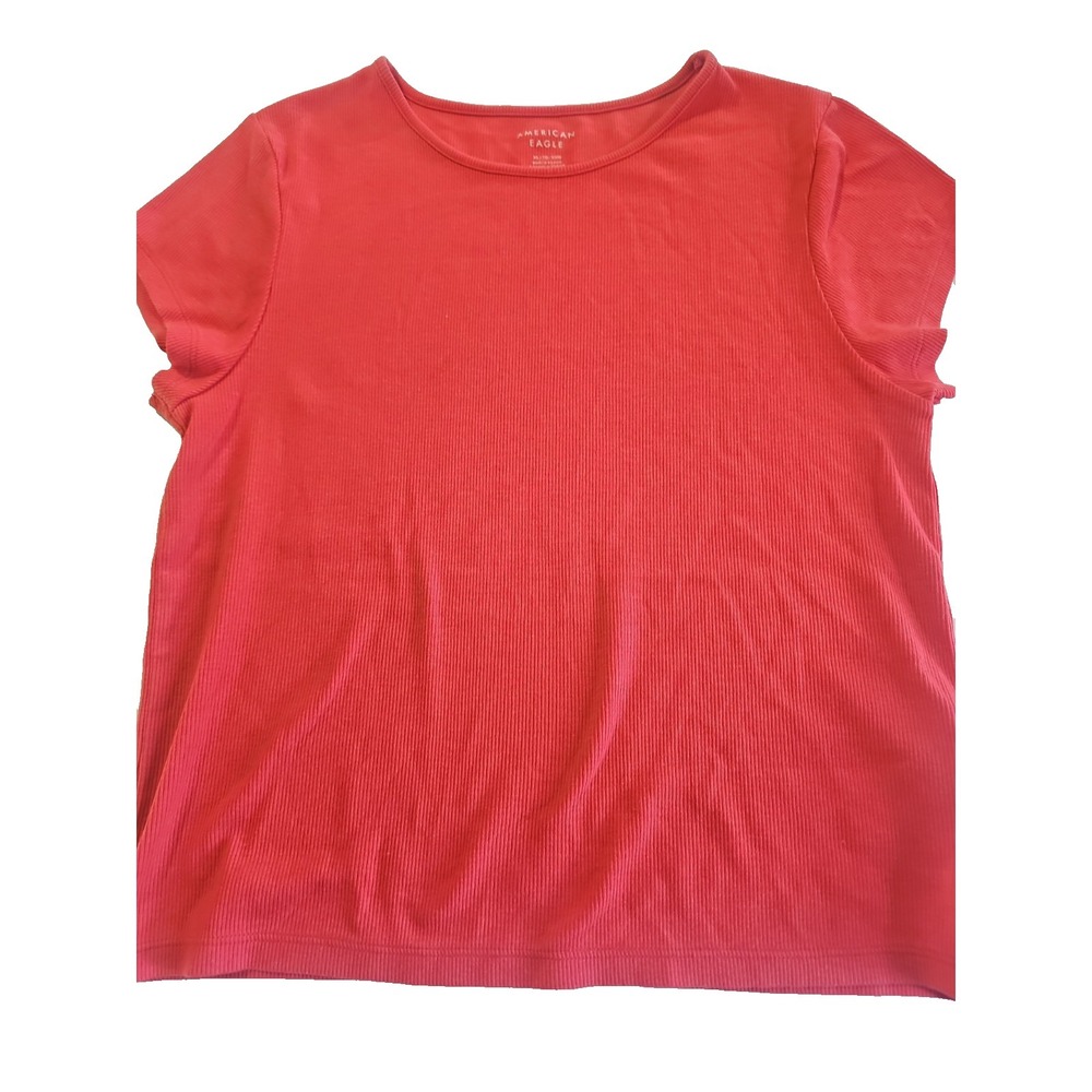 American Eagle Ribbed T Shirt Womens XL Short Sleeve Coral Casual Top